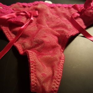 Thong-Hot Pink w/Bows Cabernet SZ L